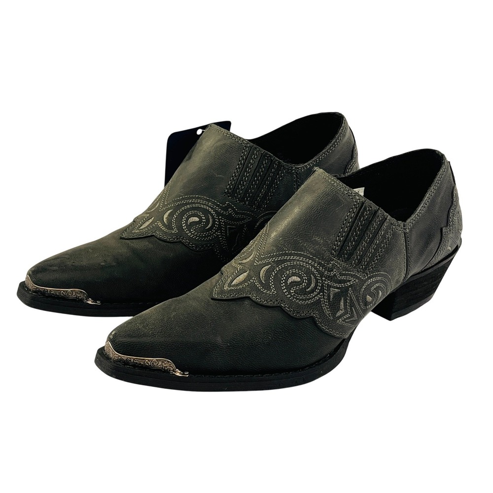 NEW Durango Crush Ankle Boots Womens 8.5 Gray Leather Western Metal Toe Bootie